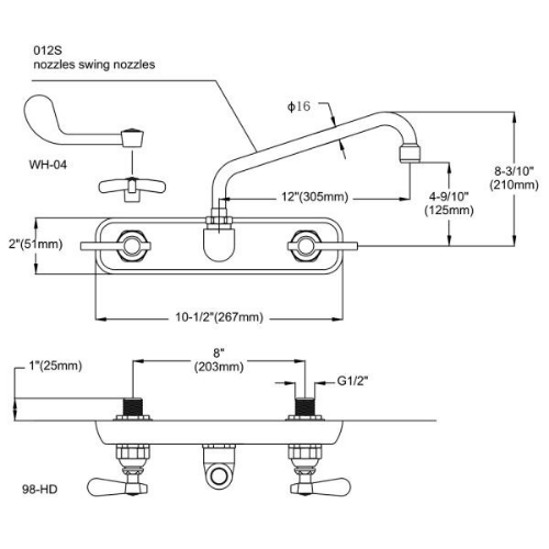 Double Workboard Faucet Model 9811-12 - Image 2