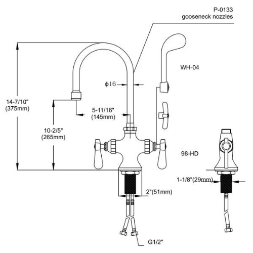 Double Pantry Faucet Model 9816-P3 - Image 2