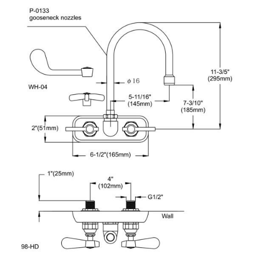 Double Workboard Faucet Model 9801-P3 - Image 2