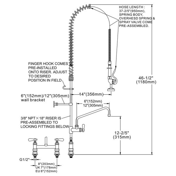 Pre-rinse Unit Model 98007-2, 98007UK-2, 98007EU-2 - Image 2
