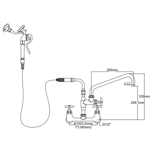 Big-flo Faucet and Spray Valve BF9819-M600-AS, BF9819-M600UK-AS - Image 2